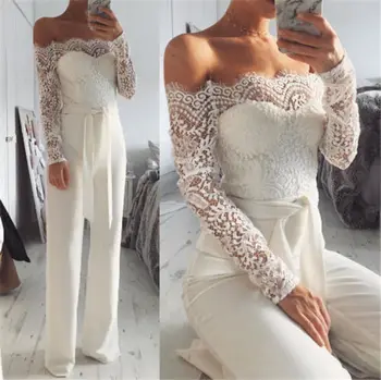 Elegant Off shoulder Lace Rompers Womens Summer Jumpsuit Sexy Ladies Casual Long Trousers Overalls White Jumpsuit 2018 
Elegant Off shoulder Lace Rompers Womens Summer Jumpsuit Sexy Ladies Casual Long Trousers Overalls White Jumpsuit 2018