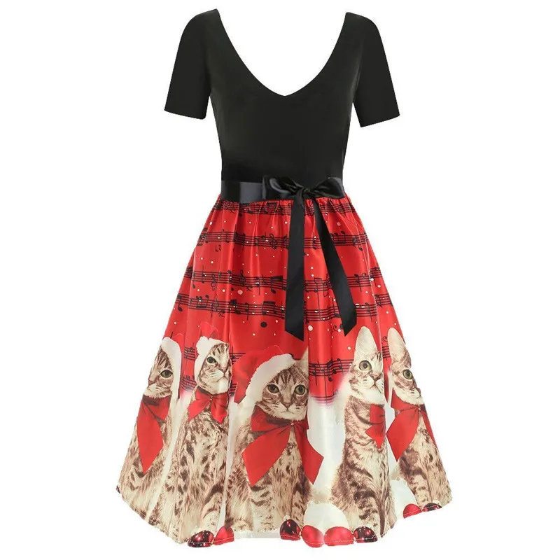 Plus Size XXXL Christmas Women XMAS Dress Cat Backless Belt Party Cocktail Xmas Oversized Dress Vestidos Mujer
Plus Size XXXL Christmas Women XMAS Dress Cat Backless Belt Party Cocktail Xmas Oversized Dress Vestidos Mujer