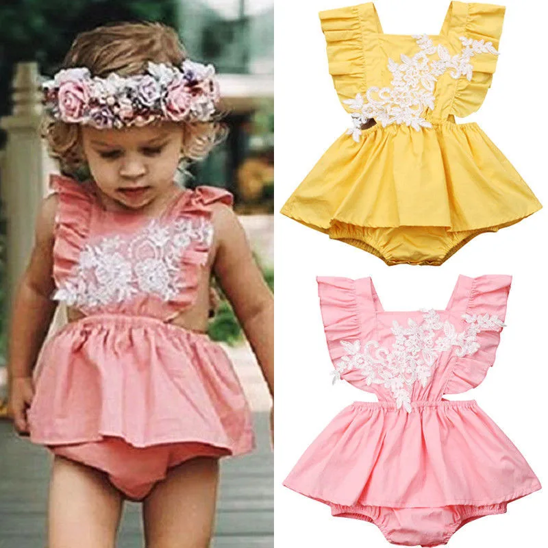 Embroidered Lace Toddler Baby Girl Bodysuit Backless Ruffle Pink Yellow Jumpsuit Sunsuit Clothes Summer
Embroidered Lace Toddler Baby Girl Bodysuit Backless Ruffle Pink Yellow Jumpsuit Sunsuit Clothes Summer