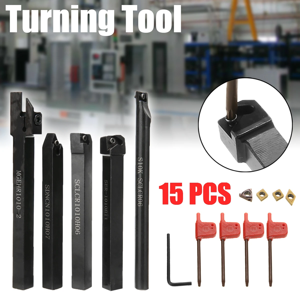 5 Set CNC Lathe Turning Tool 10mm Shank Holder 100/125mm Boring Bar + 5pcs Insert Carbide Blades + 5pcs Wrenches for Processing
5 Set CNC Lathe Turning Tool 10mm Shank Holder 100/125mm Boring Bar + 5pcs Insert Carbide Blades + 5pcs Wrenches for Processing