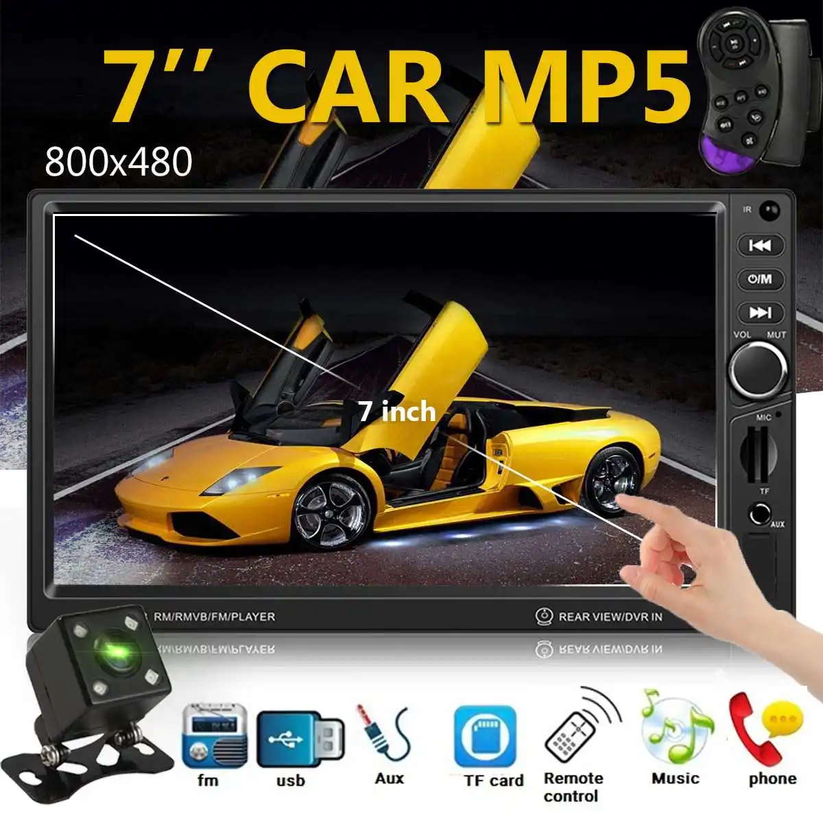 7 Inch Digital Screen 1080P 2 Din Car MP5 Player USB SD bluetooth FM Radio Night Vision Reverse Monitor Rearview Camera Remote
7 Inch Digital Screen 1080P 2 Din Car MP5 Player USB SD bluetooth FM Radio Night Vision Reverse Monitor Rearview Camera Remote