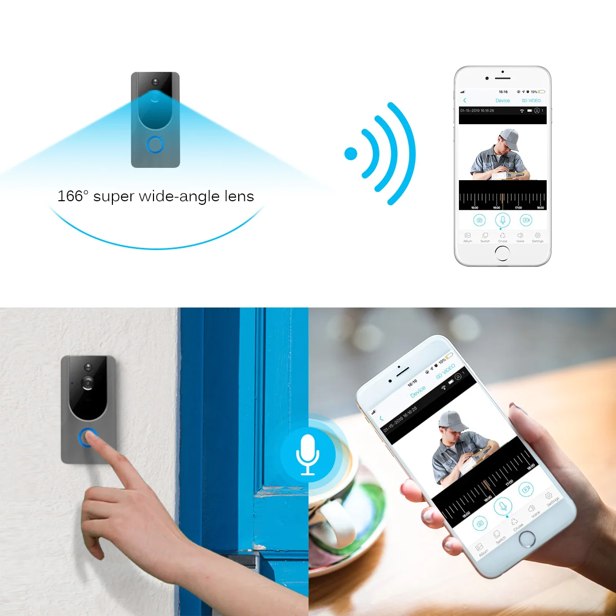 Smart Wireless WiFi Security Eye Door Bell Visual Vision Video Intercom Phone Call Doorbell New Wireless Doorbell Waterproof
Smart Wireless WiFi Security Eye Door Bell Visual Vision Video Intercom Phone Call Doorbell New Wireless Doorbell Waterproof
