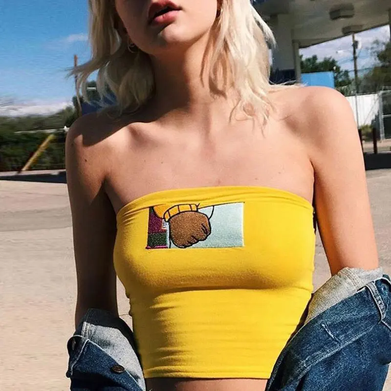 Sexy Embroidery omighty Tube Women's Tank Top short Crop Shirt Sleeveless Cotton Yellow Wrap Top 2019 Summer Tees streetwear
Sexy Embroidery omighty Tube Women's Tank Top short Crop Shirt Sleeveless Cotton Yellow Wrap Top 2019 Summer Tees streetwear
