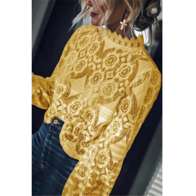 Fashion Women's Lace High Neck Casual Shirt Hollow Lantern Sleeves Long Sleeve Lace Hook Flower Solid Color Elegant Ladies Shirt
Fashion Women's Lace High Neck Casual Shirt Hollow Lantern Sleeves Long Sleeve Lace Hook Flower Solid Color Elegant Ladies Shirt