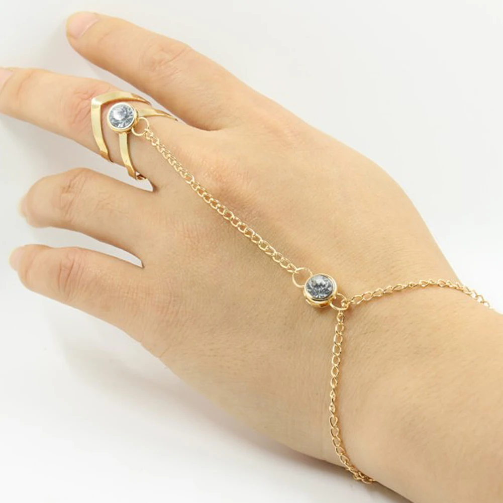 Hot Fashion Female Hollow Geometrical Punk Jewelry Women Lady Rhinestone Crystal Gold Ring Bracelet | Украшения и аксессуары