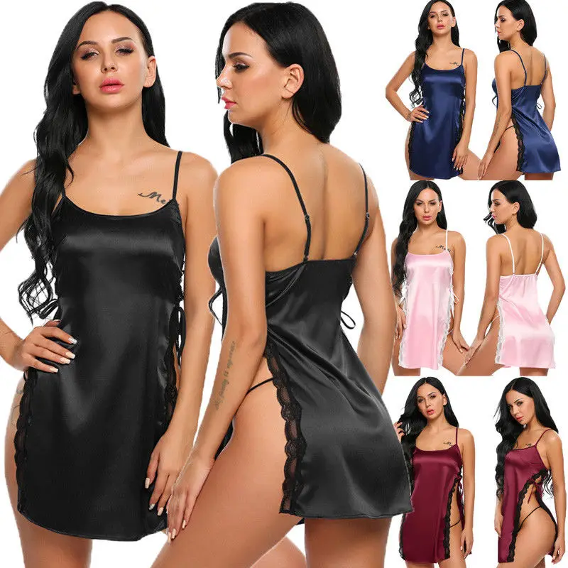 Women Sexy Satin Silk Nightgown Babydoll Lace Robes Sleep Sexy Dress Side Slit Sleepwear
Women Sexy Satin Silk Nightgown Babydoll Lace Robes Sleep Sexy Dress Side Slit Sleepwear