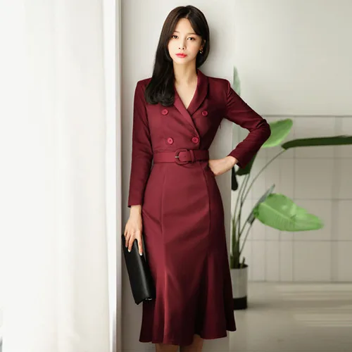 Elegant party waist dress Women summer 2019 Office Single-breasted dress Long sleeve V neck red and navy blue long dresses
Elegant party waist dress Women summer 2019 Office Single-breasted dress Long sleeve V neck red and navy blue long dresses