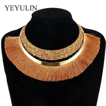 1 Set Yellow Colorful Tassel Crystal Choker Collar Necklace With Dangle Earrings Fashion Jewelry Party Wedding Gift For Women 
1 Set Yellow Colorful Tassel Crystal Choker Collar Necklace With Dangle Earrings Fashion Jewelry Party Wedding Gift For Women