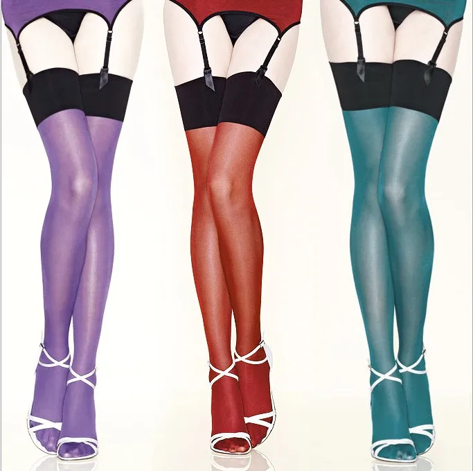 30d Women Contrast Thigh High Stockings multicolor Sheer Stay Up Vintage long shiny Glossy Over Knee oil flashing Leggings
30d Women Contrast Thigh High Stockings multicolor Sheer Stay Up Vintage long shiny Glossy Over Knee oil flashing Leggings
