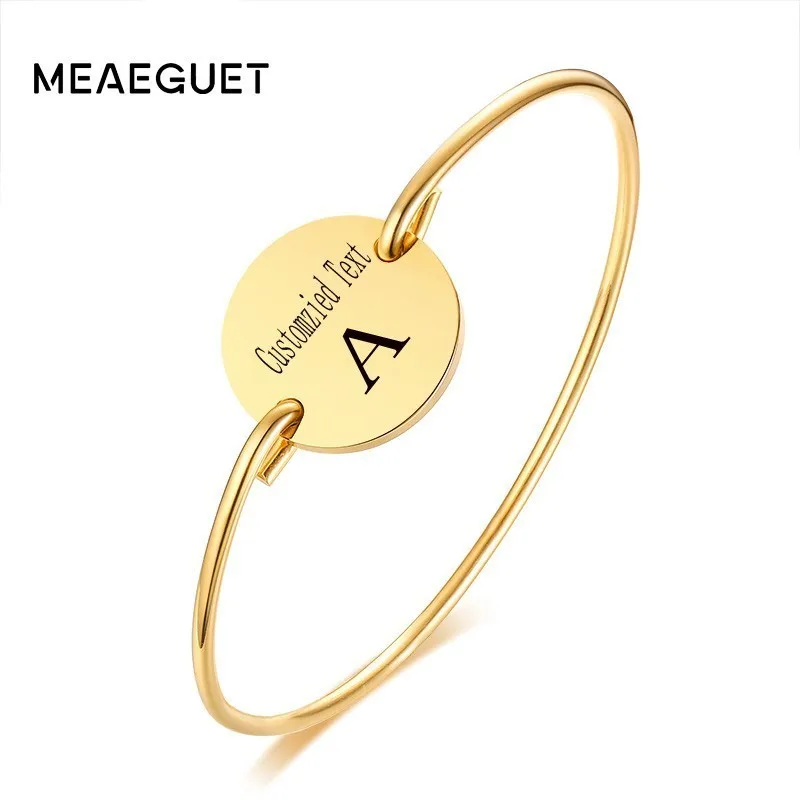 Personalized Women Bracelet Bangle Stainless Steel Small Round Custom Initial Gold Color Creative Jewelry
Personalized Women Bracelet Bangle Stainless Steel Small Round Custom Initial Gold Color Creative Jewelry