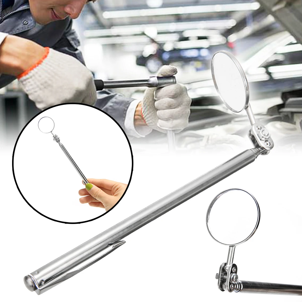 Mayitr 1pc 360 Degree Automotive Telescopic Detection Lens Stainless Steel Inspection Round Mirror Hand Tool
Mayitr 1pc 360 Degree Automotive Telescopic Detection Lens Stainless Steel Inspection Round Mirror Hand Tool