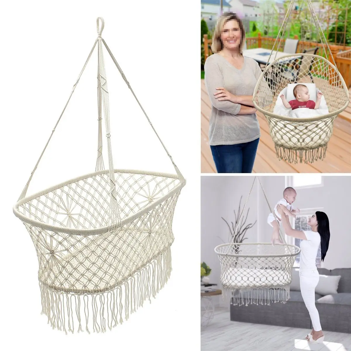 Hanging Hammock White Cotton Baby Garden Baby Cribs 90*87*57cm Woven Rope Swing Patio Chair Seat Bedding Baby Care Gifts 
Hanging Hammock White Cotton Baby Garden Baby Cribs 90*87*57cm Woven Rope Swing Patio Chair Seat Bedding Baby Care Gifts