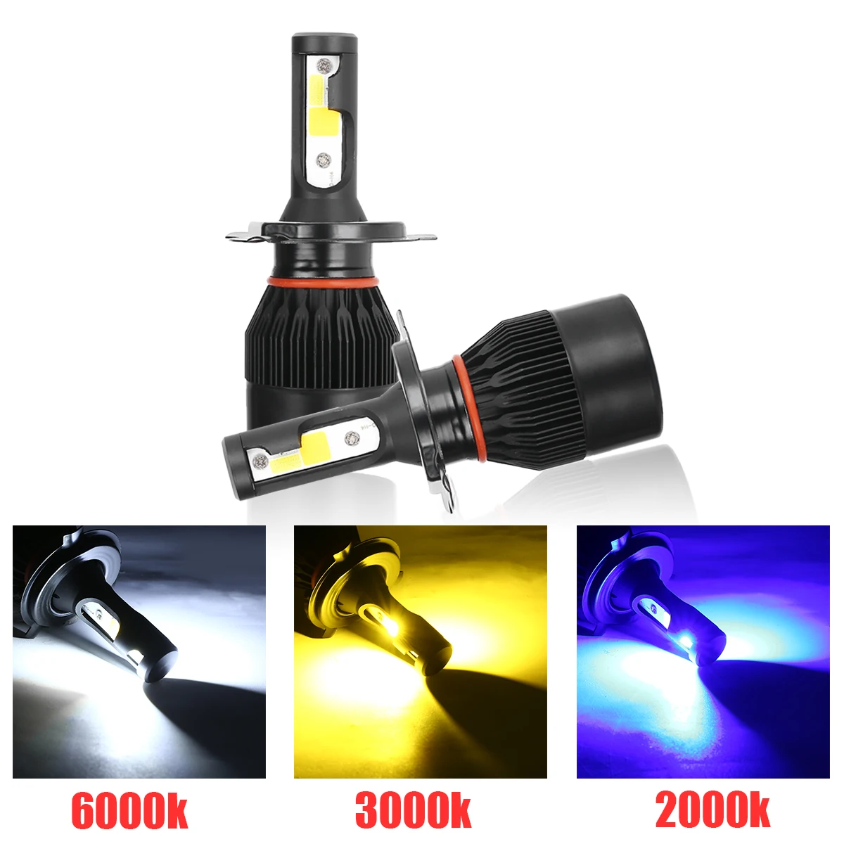 Mayitr 2pcs H4 250W 25000LM COB LED Car Headlight White+Yellow+Blue Fog Lamp Bulb Kit for Car Light Source
Mayitr 2pcs H4 250W 25000LM COB LED Car Headlight White+Yellow+Blue Fog Lamp Bulb Kit for Car Light Source