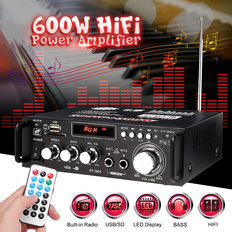 600w Home Amplifiers Audio bluetooth Amplifier Subwoofer Amplifier Home Theater Sound System Mini Amplifier Professional
600w Home Amplifiers Audio bluetooth Amplifier Subwoofer Amplifier Home Theater Sound System Mini Amplifier Professional