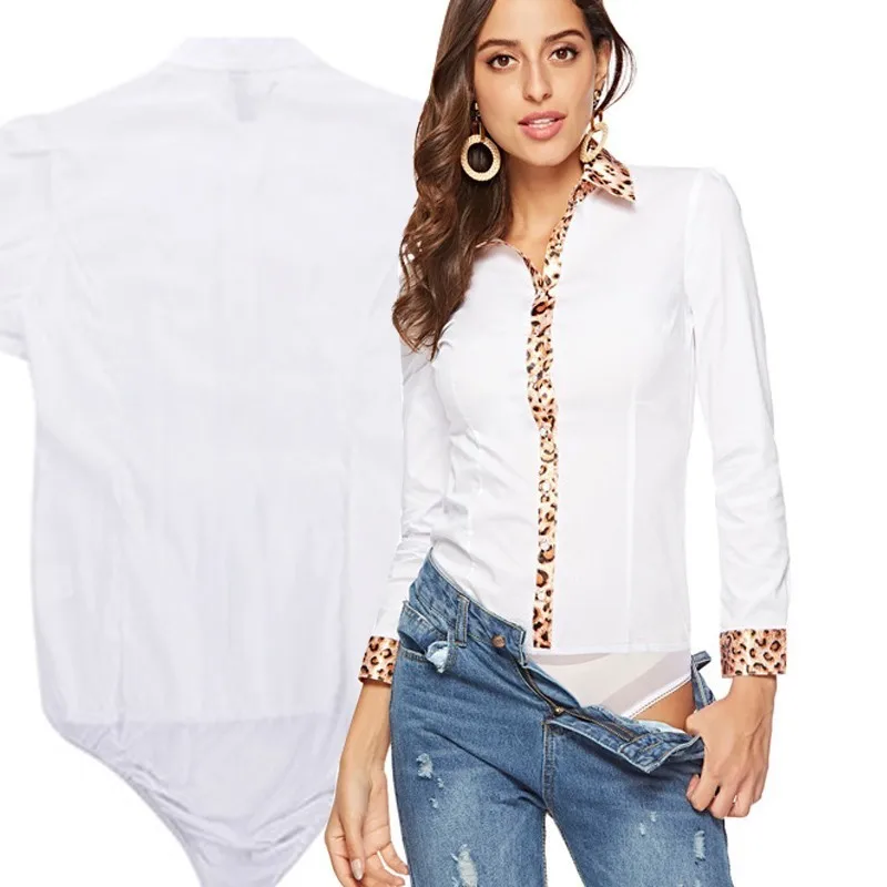 Women Slim Work Ladies Office Shirt Female With Underpants Tops Sleeve Bodysuit Chemise Femme Body Blouse Long Leopard Print
Women Slim Work Ladies Office Shirt Female With Underpants Tops Sleeve Bodysuit Chemise Femme Body Blouse Long Leopard Print