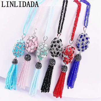 5Pcs Long Crystal Glass Beads necklace rhinestone pave natural stone with tassels pendants necklaces
5Pcs Long Crystal Glass Beads necklace rhinestone pave natural stone with tassels pendants necklaces
