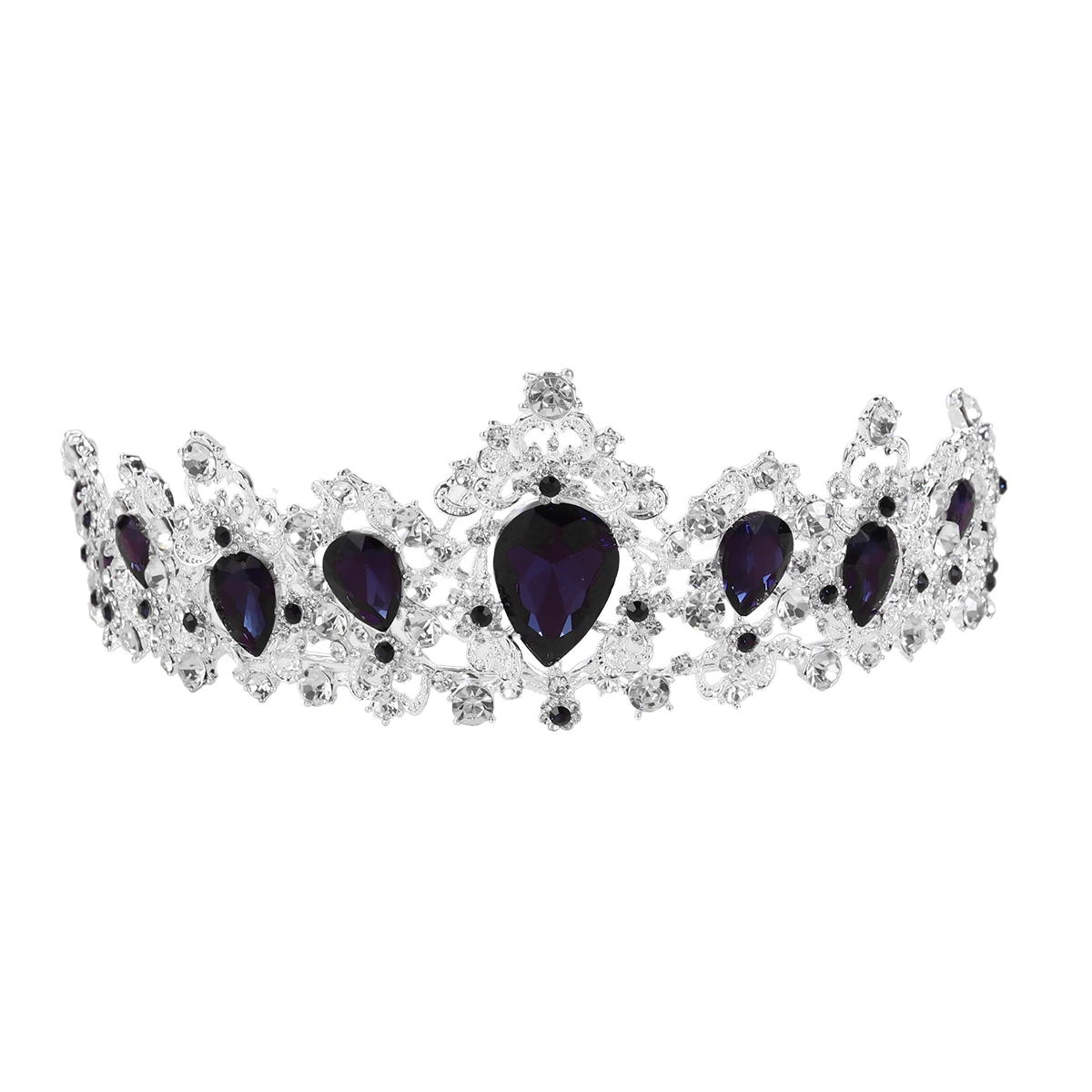 Baroque Vintage Crown Alloy Rhinestones Tiara Bridal Hairband Hair Accessory Wedding Headpiece (Dark Blue)
Baroque Vintage Crown Alloy Rhinestones Tiara Bridal Hairband Hair Accessory Wedding Headpiece (Dark Blue)