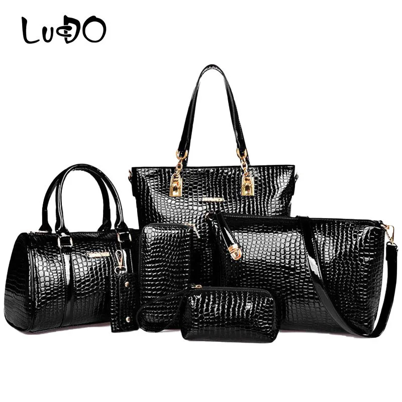 LUCDO 6 Pcs/set Women Handbags Leather Composite Bag Luxury Crocodile Pattern Messenger Bag High Quality Shoulder Tote Bag Purse
LUCDO 6 Pcs/set Women Handbags Leather Composite Bag Luxury Crocodile Pattern Messenger Bag High Quality Shoulder Tote Bag Purse