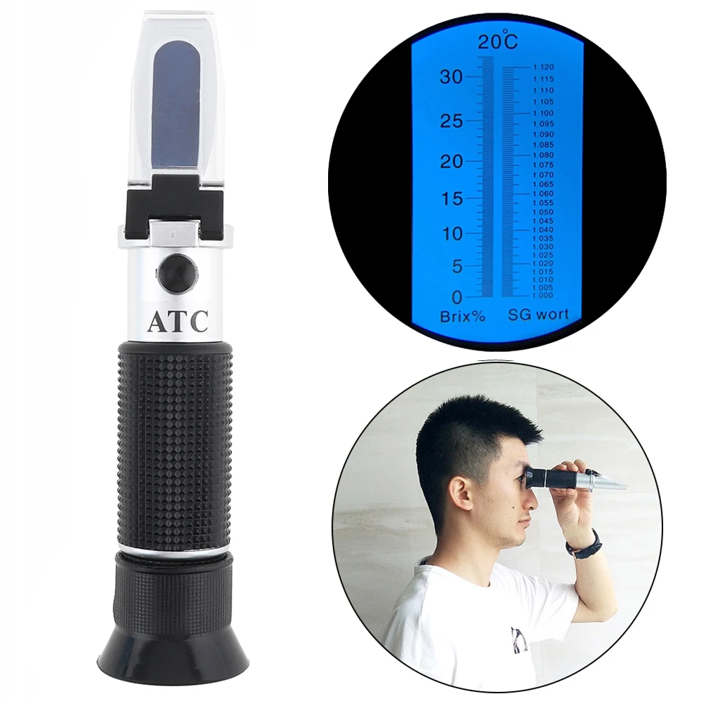 Portable Refractometer Beer Brix Wort Sugar Alcohol 0~30%1.000~1.120 SG Specific Gravity Handheld Tool Hydrometer Tools
Portable Refractometer Beer Brix Wort Sugar Alcohol 0~30%1.000~1.120 SG Specific Gravity Handheld Tool Hydrometer Tools