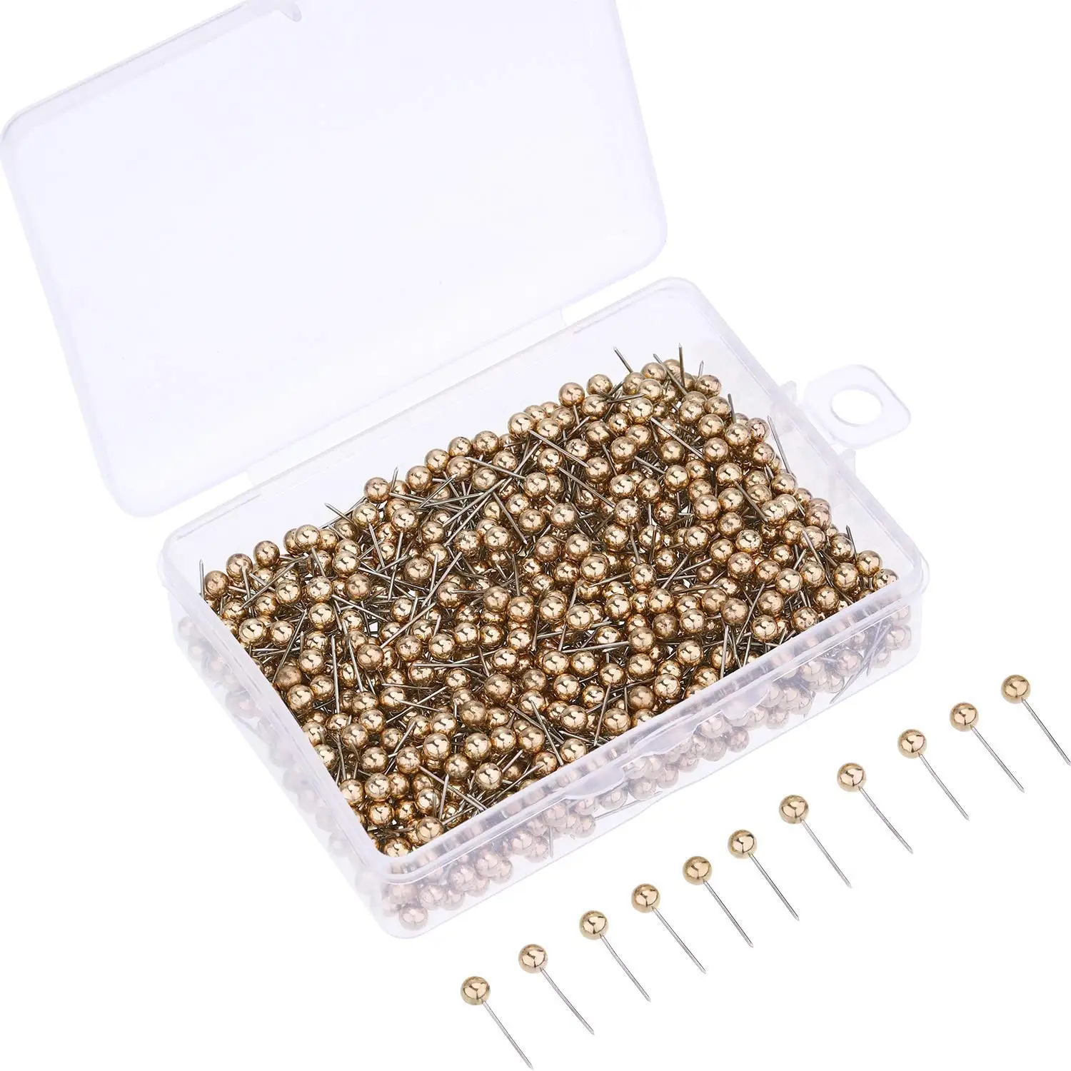 Push Pins Map Tacks Push Pins Round Head With Metal Point, 0.16 Inch Head 800Pcs (Gold)
Push Pins Map Tacks Push Pins Round Head With Metal Point, 0.16 Inch Head 800Pcs (Gold)
