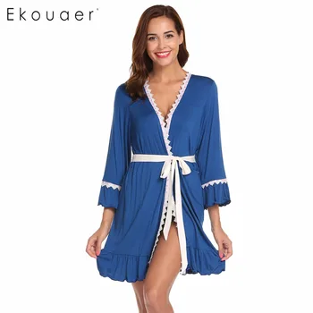 Ekouaer Women Robe Sleepwear Autumn Spring Bathrobes Open Front Trumpet Lace-trimmed Long Sleeve Nightwear Kimono Spa Robes
Ekouaer Women Robe Sleepwear Autumn Spring Bathrobes Open Front Trumpet Lace-trimmed Long Sleeve Nightwear Kimono Spa Robes