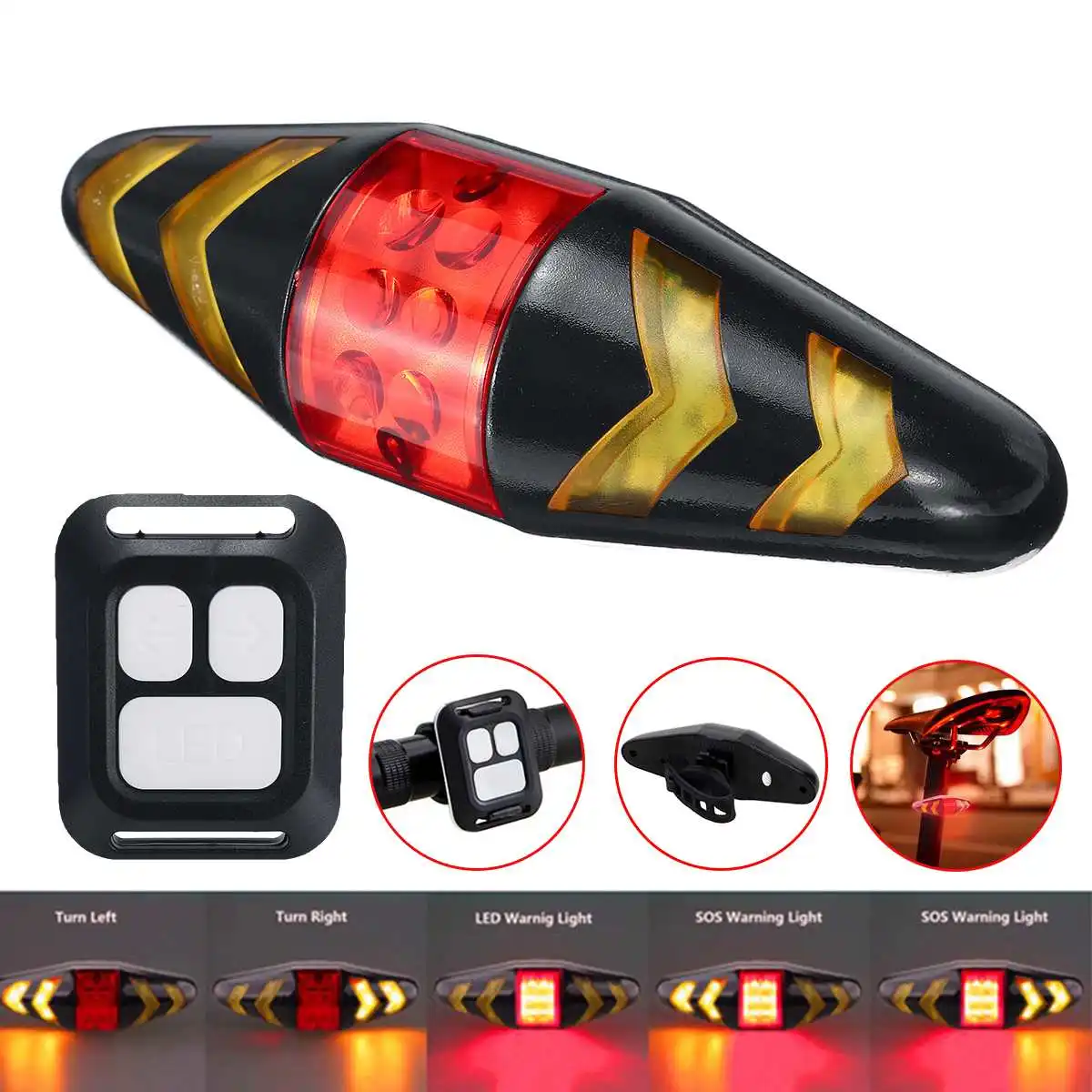 Bicycle Taillight Wireless Remote Control Mountain Bike Turn Signal LED Light ABS 124x38x39mm Light Weight IPX2 Waterproof
Bicycle Taillight Wireless Remote Control Mountain Bike Turn Signal LED Light ABS 124x38x39mm Light Weight IPX2 Waterproof