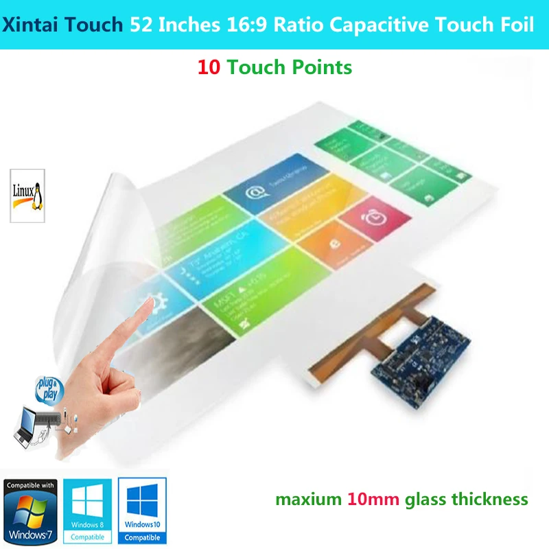 Xintai Touch 52 Inches 16:9 Ratio 10 Touch Points Interactive Capacitive Multi Touch Foil Film Plug & Play
Xintai Touch 52 Inches 16:9 Ratio 10 Touch Points Interactive Capacitive Multi Touch Foil Film Plug & Play
