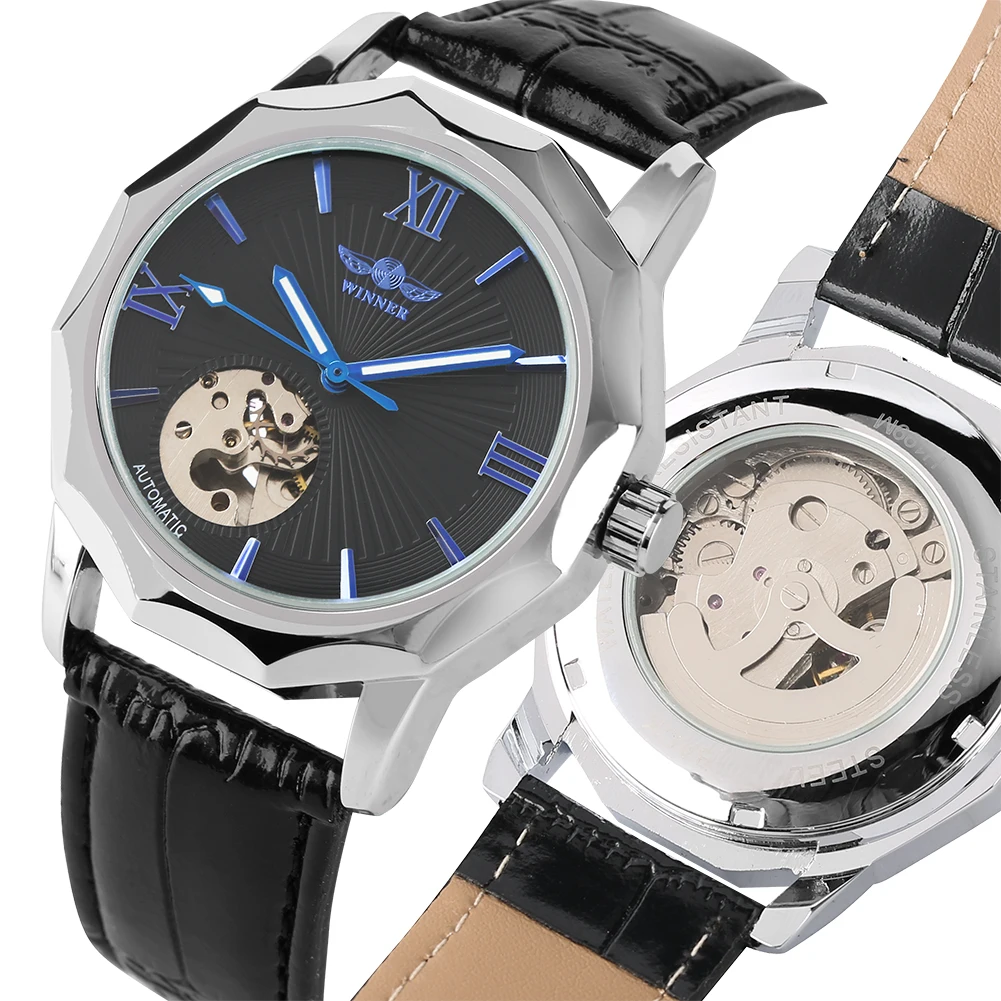 Mechanical Watch Automatic Self-wind Skeleton Mechanical Watch Black Genuine Leather Business Style Relogios Masculino
Mechanical Watch Automatic Self-wind Skeleton Mechanical Watch Black Genuine Leather Business Style Relogios Masculino