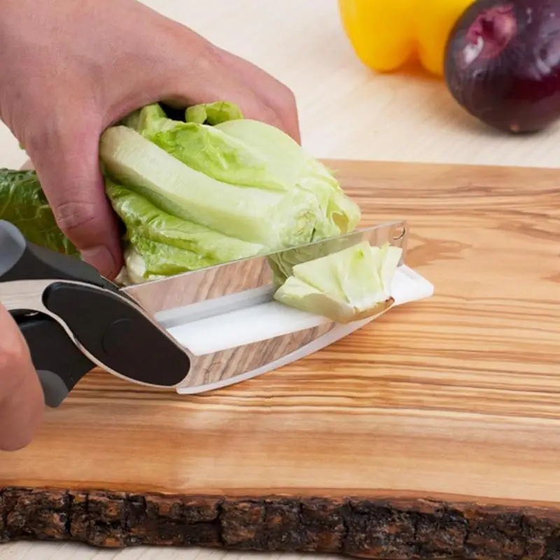 2 in 1 Clever Cutter Food Chopper Kitchen Scissors Smart Cutter with Cutting Knife Shears Stainless Steel Vegetable Slicer Dicer
2 in 1 Clever Cutter Food Chopper Kitchen Scissors Smart Cutter with Cutting Knife Shears Stainless Steel Vegetable Slicer Dicer