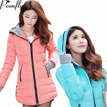 PEONFLY Women Winter Hooded Gloves Warm Coat Candy Color Cotton Padded Jacket Female Slim Long Parka Wadded plus size M-4XL 
PEONFLY Women Winter Hooded Gloves Warm Coat Candy Color Cotton Padded Jacket Female Slim Long Parka Wadded plus size M-4XL