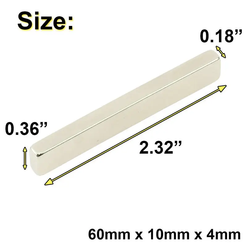 12x Powerful Neodymium Thin Bar Magnets, Rare-Earth Metal Neodymium Magnet, N45, Incredibly Strong 33+ LB Strength - 60 X 10 X
12x Powerful Neodymium Thin Bar Magnets, Rare-Earth Metal Neodymium Magnet, N45, Incredibly Strong 33+ LB Strength - 60 X 10 X