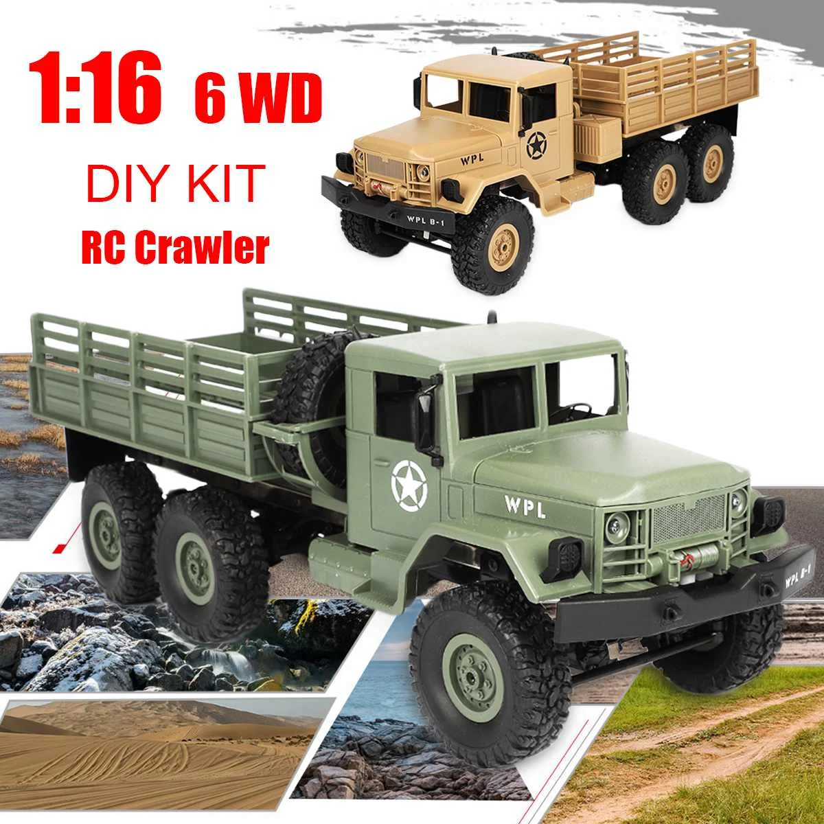 Off-Road Car Toy Yellow/Green DIY Kit B16 1:16 2.4G 6 Wheels RC Crawler Military Truck Drive Lights Excellent Climbing Ability 
Off-Road Car Toy Yellow/Green DIY Kit B16 1:16 2.4G 6 Wheels RC Crawler Military Truck Drive Lights Excellent Climbing Ability