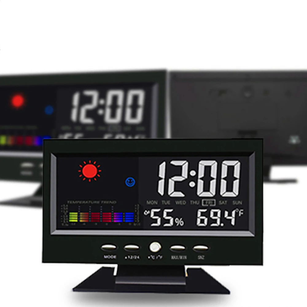 Electronic Digital LCD Desk Clock Temperature Humidity Monitor Clock Thermometer Hygrometer Weather Forecast Table Clock
Electronic Digital LCD Desk Clock Temperature Humidity Monitor Clock Thermometer Hygrometer Weather Forecast Table Clock