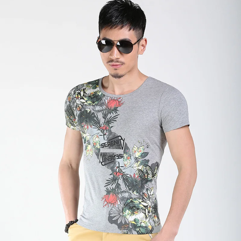 Flower Leafage Print T-shirt Men O Neck Short Sleeve Summer Fashion Casual Wear Grey Yellow Color Tee Shirt Homme
Flower Leafage Print T-shirt Men O Neck Short Sleeve Summer Fashion Casual Wear Grey Yellow Color Tee Shirt Homme