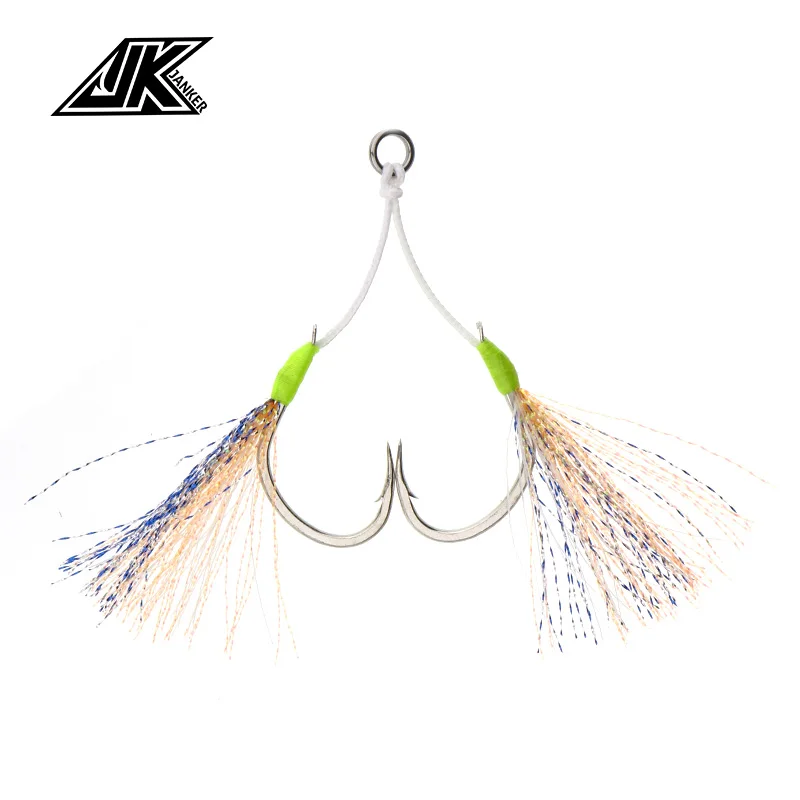 20set(10pack) 5/0 6/0 SLOW JIGGING HOOKS Luminous TWIN ASSIST HOOK FISHHOOK FOR BOAT FISHING SEA 
20set(10pack) 5/0 6/0 SLOW JIGGING HOOKS Luminous TWIN ASSIST HOOK FISHHOOK FOR BOAT FISHING SEA