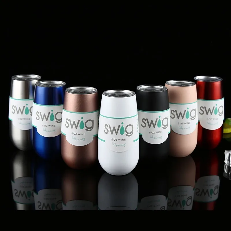 

6oz/9oz Swig Tumbler insulated Vacuum Thermos Cup New Year Gift Champagne Beer Cup Stainless Steel Wine Coffee Mugs