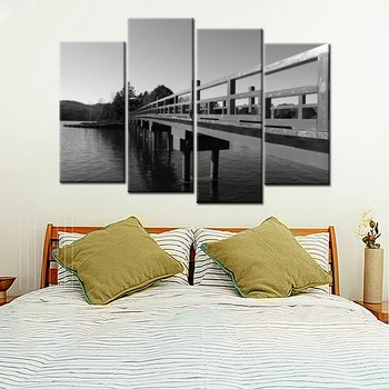 Canvas Wall Art Pictures Modular Painting Frame Home Decor Photo 4 Panel Black White Bridge Landscape HD Printed Poster
Canvas Wall Art Pictures Modular Painting Frame Home Decor Photo 4 Panel Black White Bridge Landscape HD Printed Poster