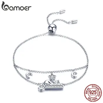 BAMOER Hot Sale 925 Sterling Silver Adorable Cat Moon Pave Chain Women Bracelets Female Luxury Bangle Jewelry Gift SCB129
BAMOER Hot Sale 925 Sterling Silver Adorable Cat Moon Pave Chain Women Bracelets Female Luxury Bangle Jewelry Gift SCB129