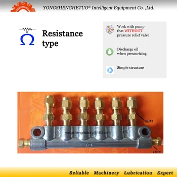 Resistance piston oil distributor M8*1 outlet M10*1 inlet junction block+oil flow proportion metering unit A-8-8-10-PSS
Resistance piston oil distributor M8*1 outlet M10*1 inlet junction block+oil flow proportion metering unit A-8-8-10-PSS