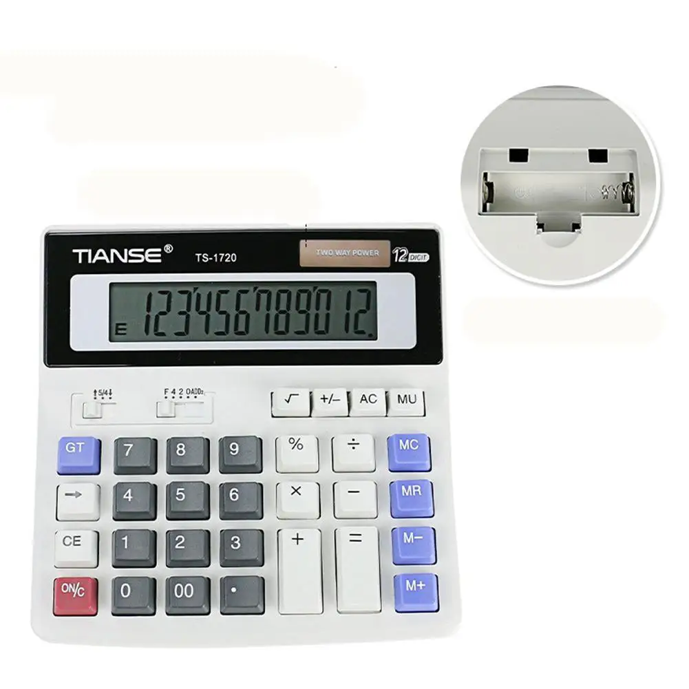 

BEESCLOVER Solar Energy Big Button Finance Multi-functional Student 12-digit Calculator r20