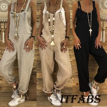 Summer Women Lady Clubwear Loose Bodysuits Cotton Linen Playsuit Party Jumpsuit Romper Long Trouser Overall New Fashion
Summer Women Lady Clubwear Loose Bodysuits Cotton Linen Playsuit Party Jumpsuit Romper Long Trouser Overall New Fashion