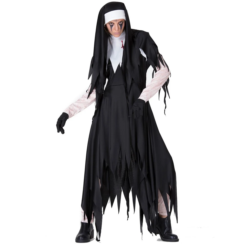 Halloween Party Costume Black Women Sexy Nun Costume Arabic Religion Monk Ghost Uniform Irregular Dress
Halloween Party Costume Black Women Sexy Nun Costume Arabic Religion Monk Ghost Uniform Irregular Dress