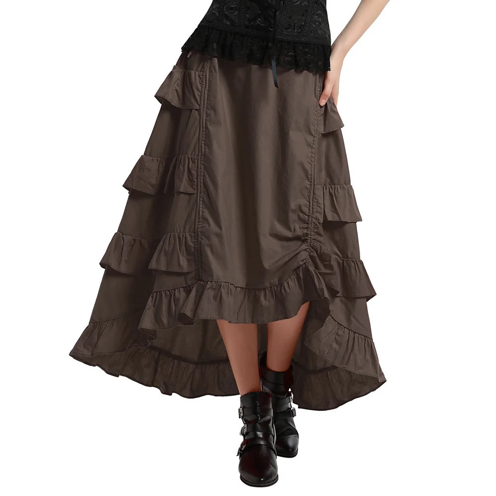 Brown Asymmetrical Floral Tulle Ruffled Lace Trim Gothic Skirts Womens Steampunk Clothing Victorian multe layers Skirt Jupes
Brown Asymmetrical Floral Tulle Ruffled Lace Trim Gothic Skirts Womens Steampunk Clothing Victorian multe layers Skirt Jupes