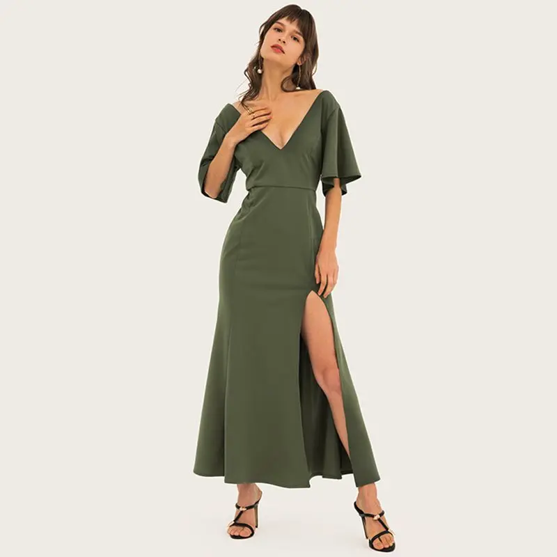 Sexy Maxi Dress Women Simple Elegant Party Boho Summer 2019 Casual Robe Green Stylish Ladies Split Deep V Backless Long Dresses
Sexy Maxi Dress Women Simple Elegant Party Boho Summer 2019 Casual Robe Green Stylish Ladies Split Deep V Backless Long Dresses