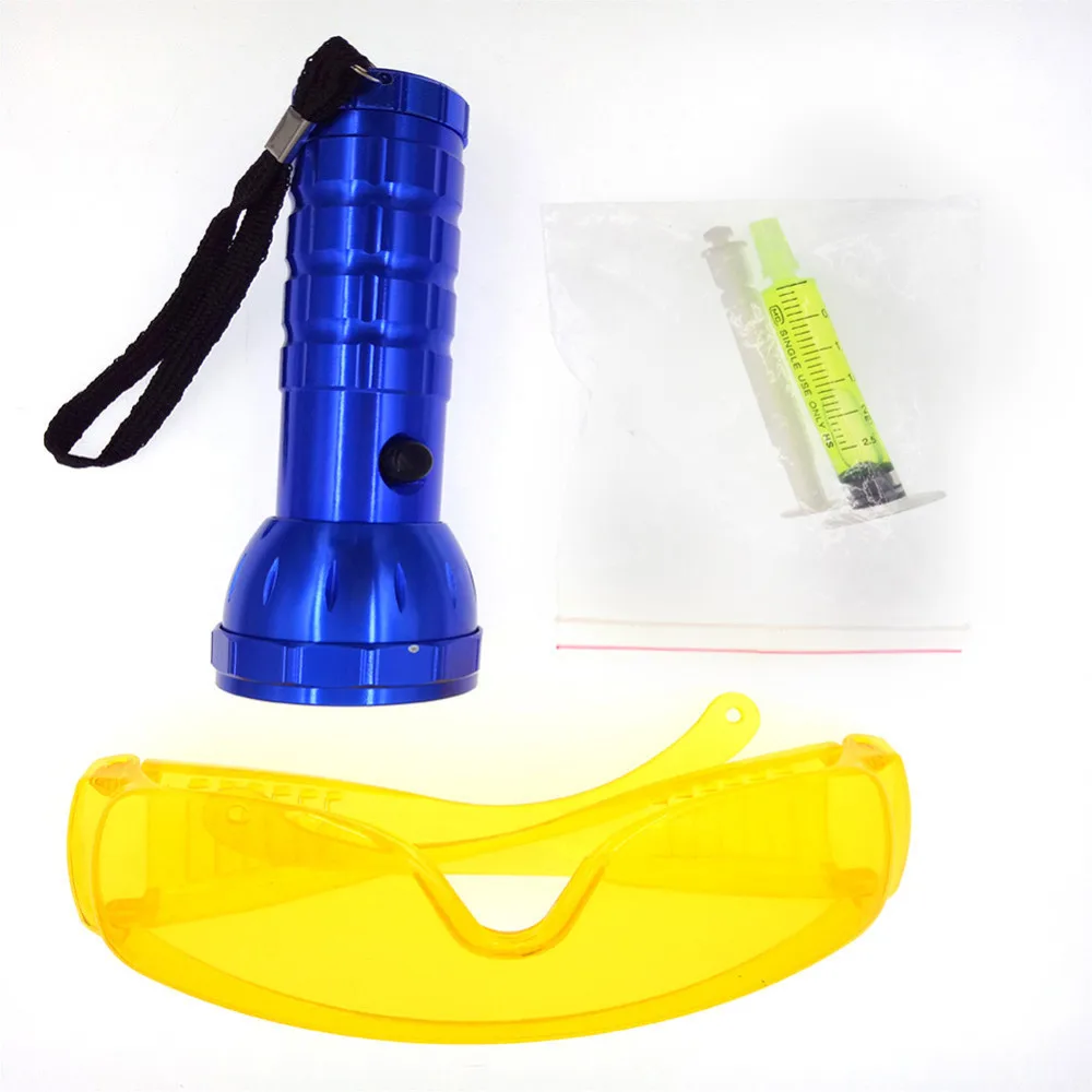 Car R134a R12 Air Conditioning A/c System Leak Test Detector Kit 28 Led Uv Flashlight Protective Glasses Uv Dye Tool Set
Car R134a R12 Air Conditioning A/c System Leak Test Detector Kit 28 Led Uv Flashlight Protective Glasses Uv Dye Tool Set