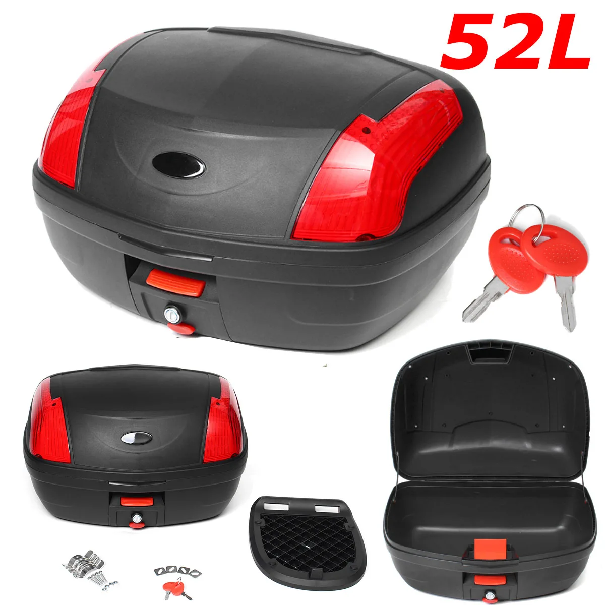52L Secure Latch Black Motorcycle Trunk With Lock Black Scooter Topbox Durable Rear Storage Luggage Top Box Case 55x42x32cm New
52L Secure Latch Black Motorcycle Trunk With Lock Black Scooter Topbox Durable Rear Storage Luggage Top Box Case 55x42x32cm New