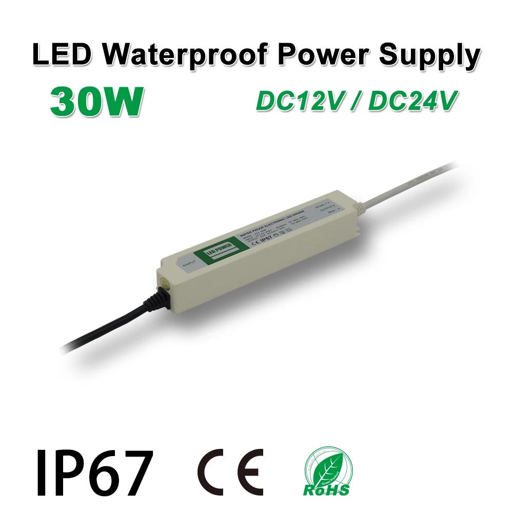 30W Waterproof Power Supply,LED Strip Drive,IP67,DC12/24V,Adapter transformer,Indoor & Outdoor Use,for panel lights,Linear light
30W Waterproof Power Supply,LED Strip Drive,IP67,DC12/24V,Adapter transformer,Indoor & Outdoor Use,for panel lights,Linear light