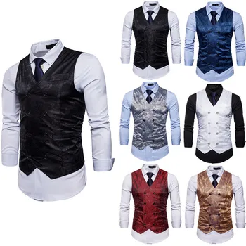 Men's Formal Business Wedding Sleeveless Slim Fit V-neck Solid Single-Breasted Vest Suit Buttons Waistcoat New Arrival 2019
Men's Formal Business Wedding Sleeveless Slim Fit V-neck Solid Single-Breasted Vest Suit Buttons Waistcoat New Arrival 2019
