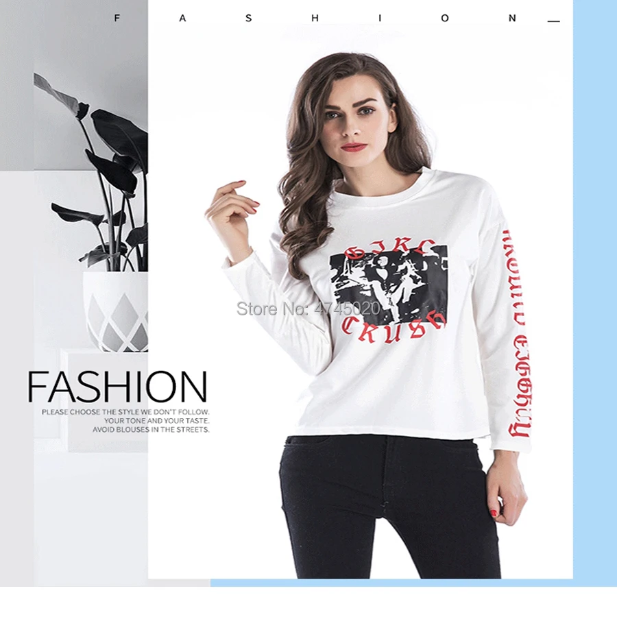 Women's Clothing Round Collar Tops New Personality Letter Print T-Shirts High Quality Size M L XL XXL
Women's Clothing Round Collar Tops New Personality Letter Print T-Shirts High Quality Size M L XL XXL