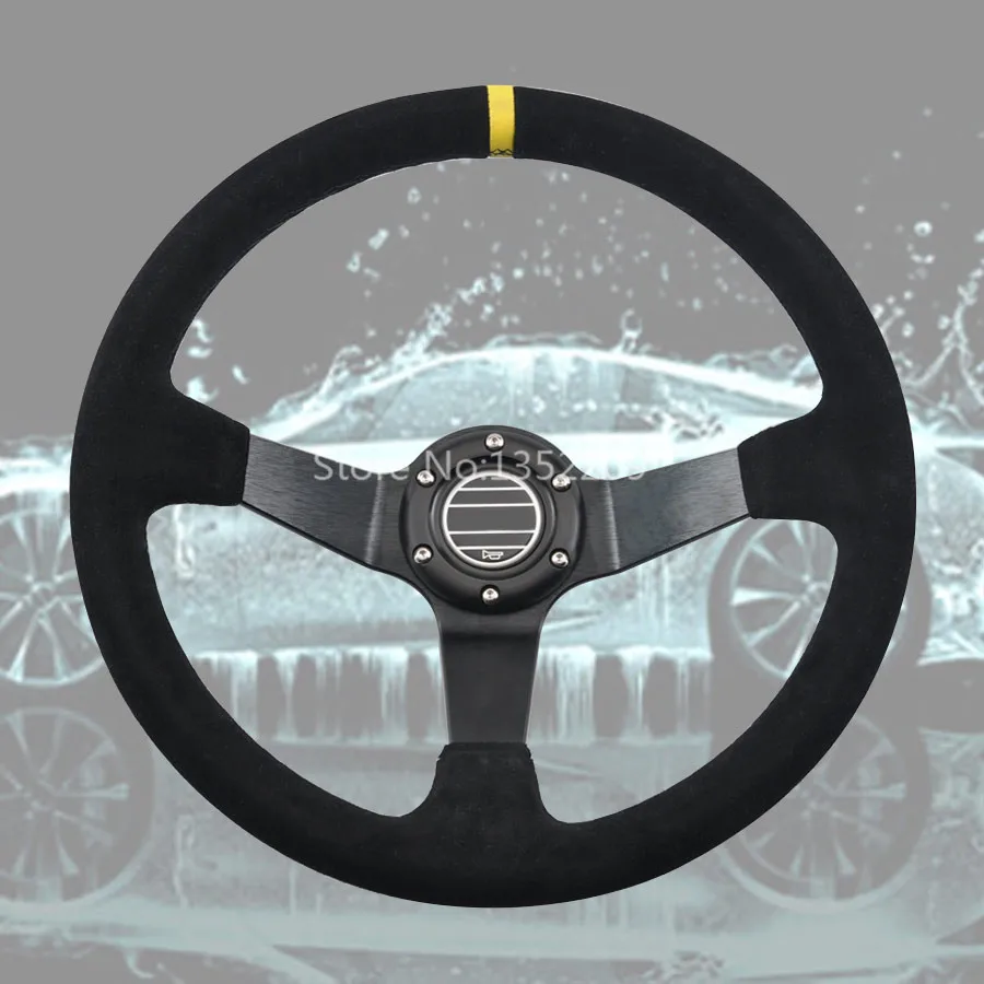 Suede Leather Drifting Racer Steering Wheel 347MM Diameter Fit For V W Au di BMW Universal
Suede Leather Drifting Racer Steering Wheel 347MM Diameter Fit For V W Au di BMW Universal
